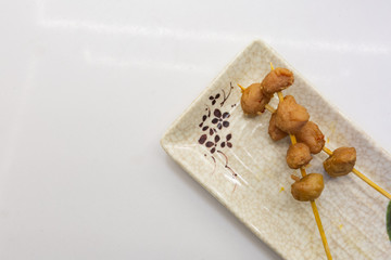 Meatballs on a plate, meatball kebabs, Chinese snacks