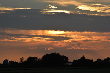 sunset over the village