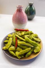Edamame on the plate, Chinese food