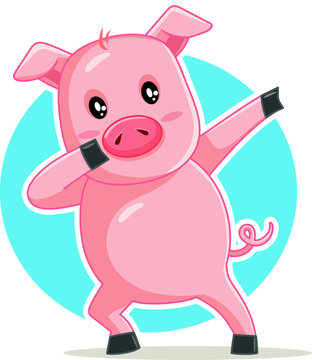 Funny Dabbing Pig Vector Cartoon