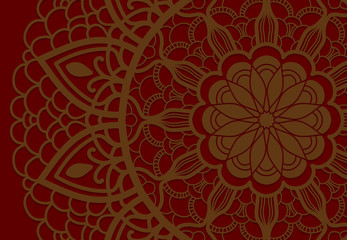 Abstract mandala graphic design and watercolor digital art painting for ancient geometric concept background