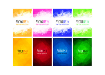 Set of vector colorful business background. Abstract geometric corporate design.