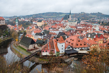 Fototapeta na wymiar panoramic view of cesky krumloc town, czech republic