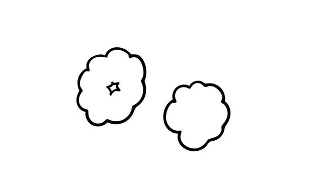 Comic explosion bubbles with trails. Cartoon style animation