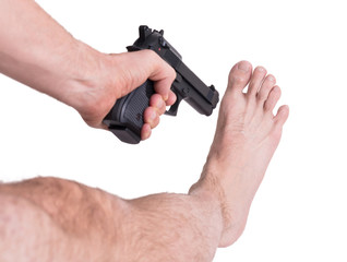 Man shooting himself in the foot