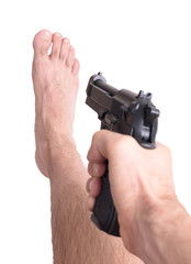 Man shooting himself in the foot