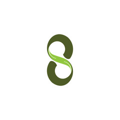 S letter or Number eight with leaf logo design