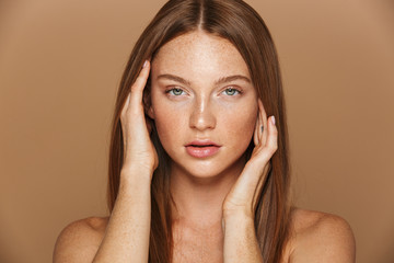 Beauty portrait of a sensual young topless woman
