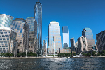 Fototapeta na wymiar Skyscrapers of Tribeca from Hudson River, Manhattan