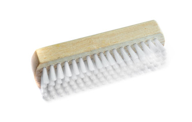 wooden clothes brush on white background