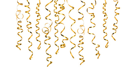 Golden serpentine streamer party decoration - obrazy, fototapety, plakaty