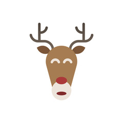 Christmas reindeer line icon flat design
