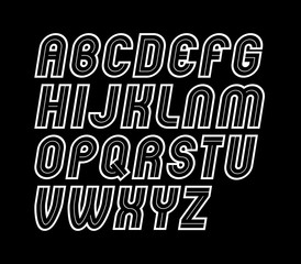 Vector bold rounded retro upper case English alphabet letters collection, can be used in poster art creation.