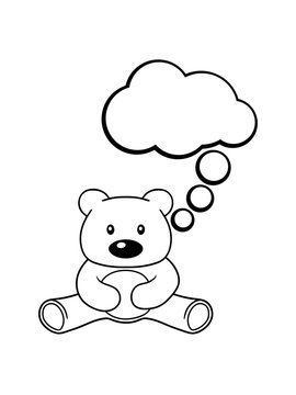 denken tr&auml;umen gedanken sprechblase teddy grizzly b&auml;r b&auml;rchen comic cartoon clipart s&uuml;&szlig; niedlich design