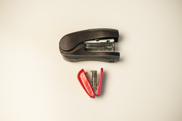 Black and red isolated staplers