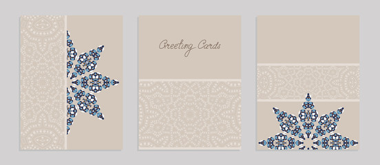 Templates for greeting and business cards, brochures, covers with turkish motifs. Oriental pattern. Mandala. Wedding invitation, save the date, RSVP. Arabic, Islamic, asian, indian, african motif