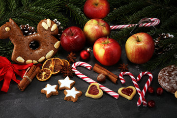 cookies, nuts and apples a christmas bakery concept