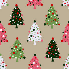 Background with Decorated Christmas Trees, raster version