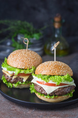 Hamburger with beef meat