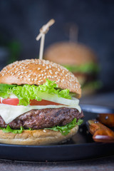 Hamburger with beef meat