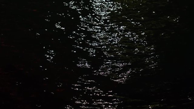 Black night sea water background. Real time 4k video footage.