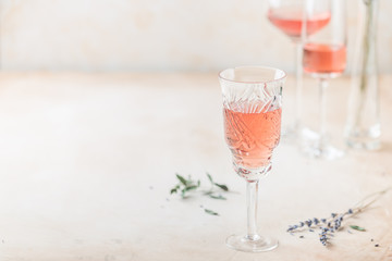 Glasses of rose wine