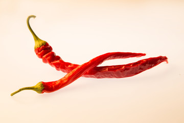 Red pepper on white isolated background. Pattern