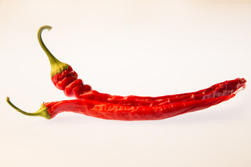 Red pepper on white isolated background. Pattern