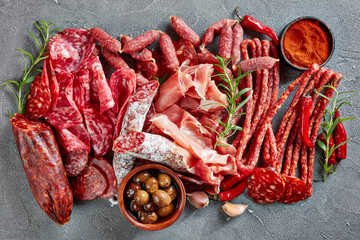 a set of spanish sausages and meat