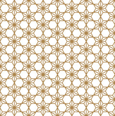 Seamless traditional Japanese ornament Kumiko.Golden color lines.Rounded corners.