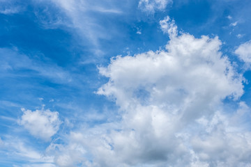 Brush cumulus clouds with blue sky in daylight.