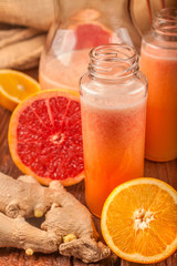 grapefruit and ginger fresh organic smoothie. concept of healthy eating