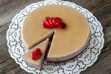 Vegetarian dish: diet cake with strawberries.