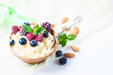 Healthy couscous salad with berries.