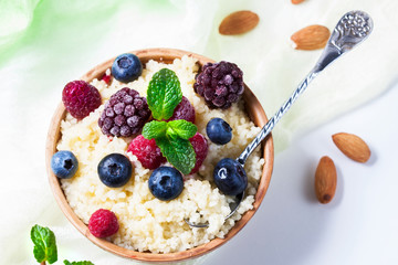 Healthy couscous salad with berries.