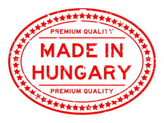 Premium red quality made in Hungary oval rubber seal stamp on white background