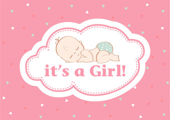 It's a Girl - BABY SHOWER Beautiful card to celebrate the new family member. In a pastel background!