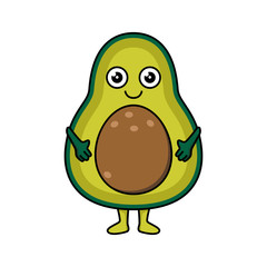 cute avocado cartoon character smiling