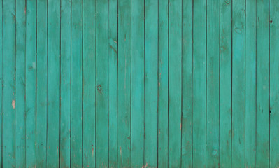 Naklejka premium The old wooden walls painted green. Old wooden wall background or texture.