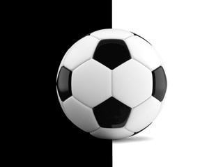 Fototapeta na wymiar Soccer ball on black and white background