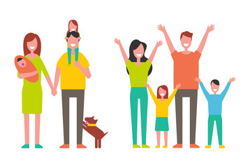 Family Father and Mother Kids Vector Illustration