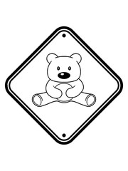 achtung warnung hinweis zone gefahr vorsicht eisbär weiß schild teddy grizzly bär bärchen comic cartoon clipart süß niedlich design