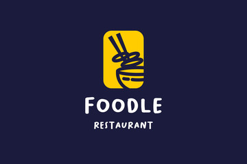 Linear logo ramen taste of asian noodle design inspirations. Vector logo design template