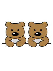 2 freunde team paar brüder geschwister rahmen text schreiben teddy grizzly bär bärchen comic cartoon clipart süß niedlich design