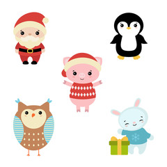 Set of christmas characters.