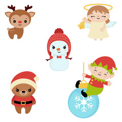 Set of christmas characters.