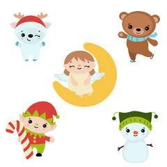 Set of christmas characters.
