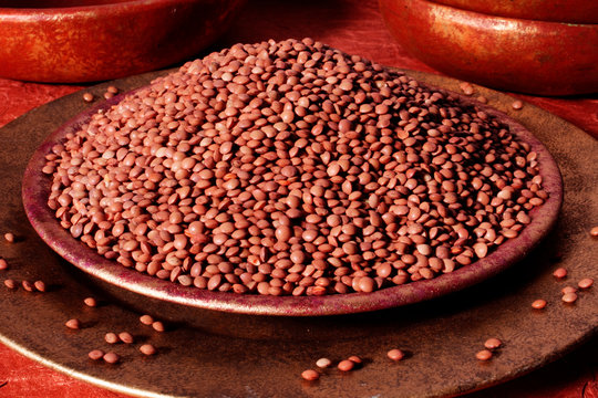 BOWL OF BROWN LENTILS