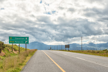 Directional sign on road N7 between Piketberg and Citrusdal