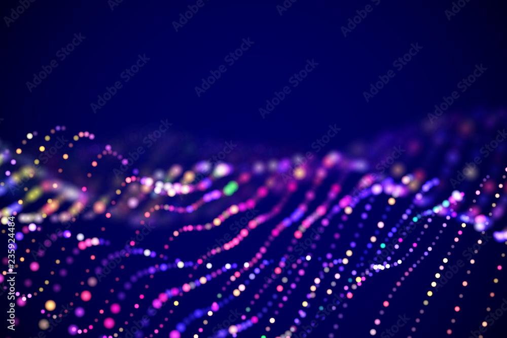 Aufkleber abstract digital landscape or soundwaves with flowing particles. big data technology background. vis